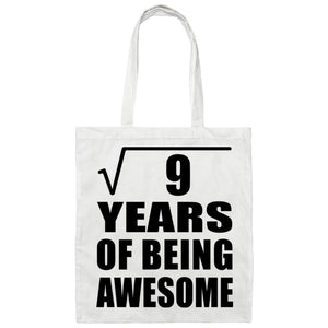 3rd Birthday Square Root of 9 Years of Being Awesome - Tote Bag White