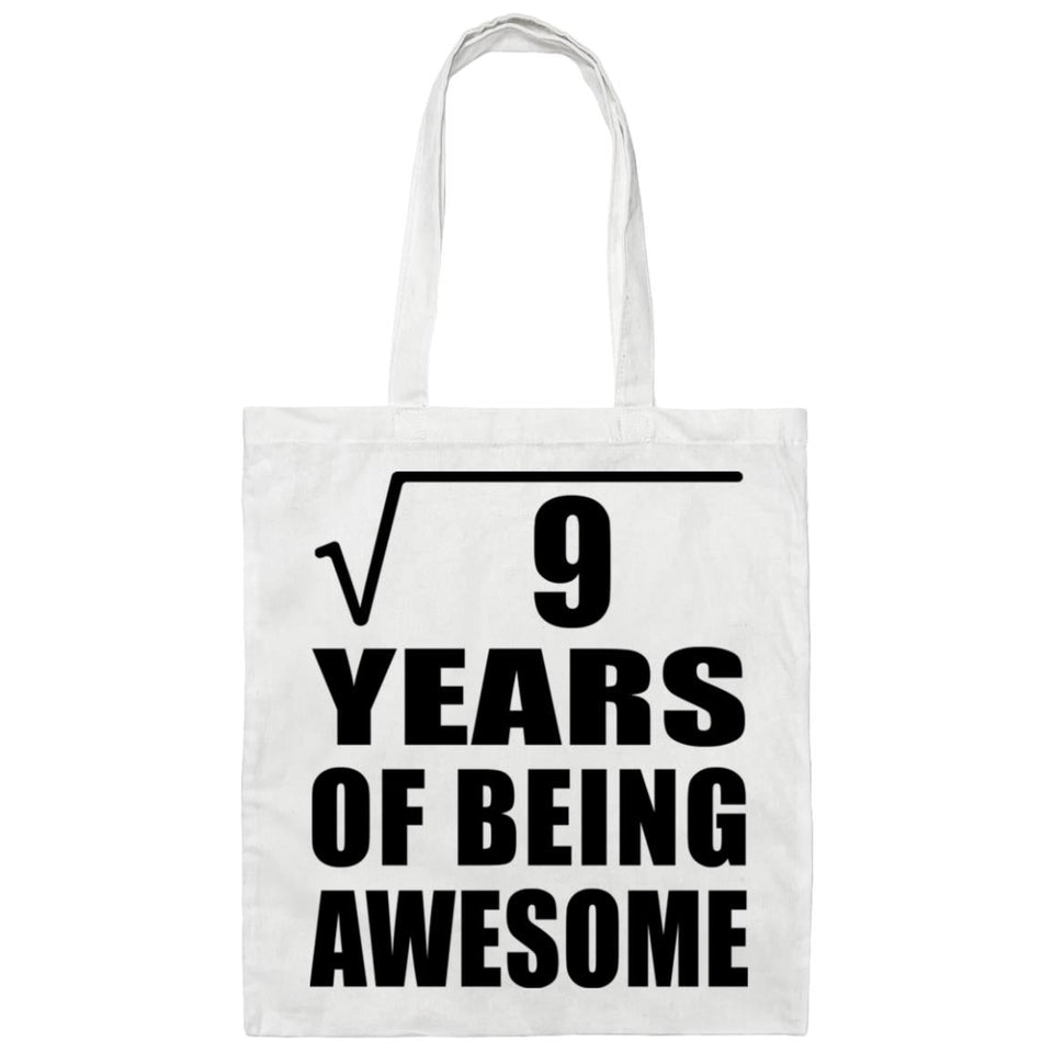 3rd Birthday Square Root of 9 Years of Being Awesome - Tote Bag White