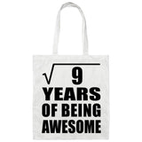 3rd Birthday Square Root of 9 Years of Being Awesome - Tote Bag White