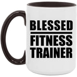 Blessed Fitness Trainer - 15oz Accent Mug Black