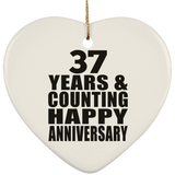 Happy 37th Anniversary 37 Years & Counting - Heart Ornament