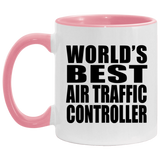 World's Best Air Traffic Controller - 11oz Accent Mug Pink