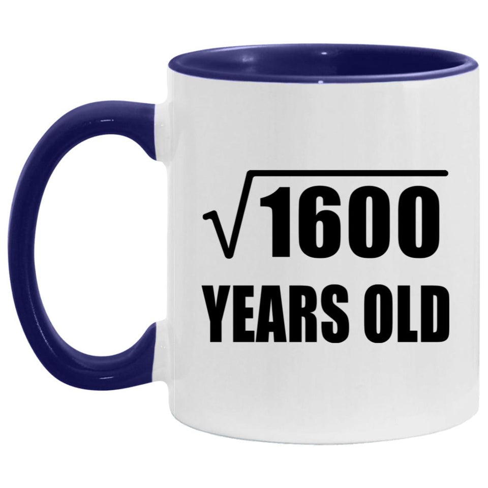 40th Birthday Square Root of 1600 Years Old - 11oz Accent Mug Purple