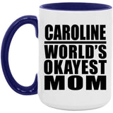 Caroline World's Okayest Mom - 15oz Accent Mug Purple