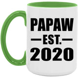 Papaw Established EST. 2020 - 15oz Accent Mug Green