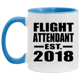 Flight Attendant Established EST. 2018 - 11oz Accent Mug Blue