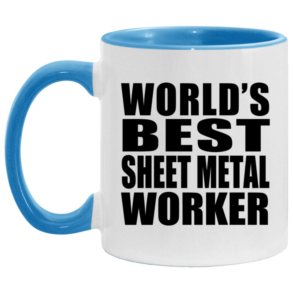 World's Best Sheet Metal Worker - 11oz Accent Mug Blue