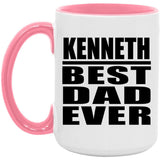 Kenneth Best Dad Ever - 15oz Accent Mug Pink