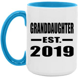 Granddaughter Established EST. 2019 - 15oz Accent Mug Blue