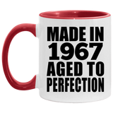 57th Birthday Made In 1967 Aged to Perfection - 11oz Accent Mug Red