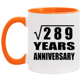 17th Anniversary Square Root of 289 Years Anniversary - 11oz Accent Mug Orange