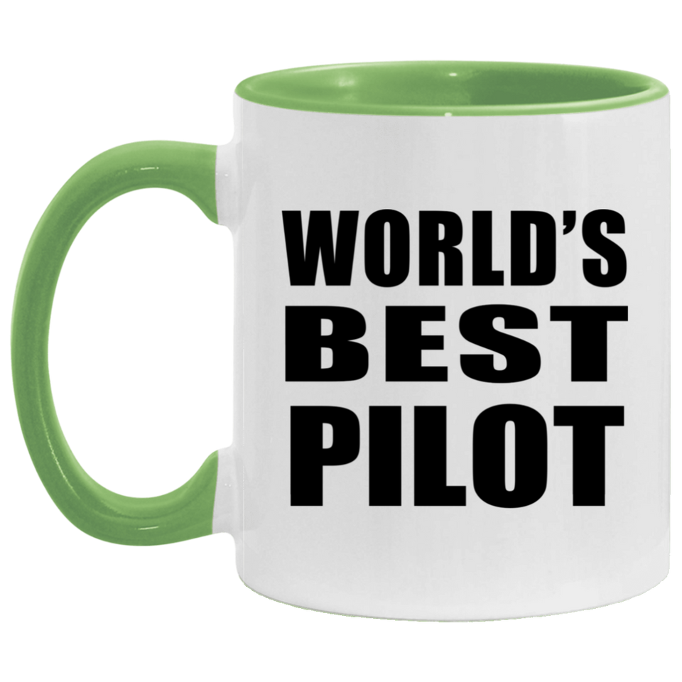 World's Best Pilot - 11oz Accent Mug Green