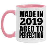 5th Birthday Made In 2019 Aged to Perfection - 11oz Accent Mug Pink