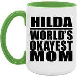 Hilda World's Okayest Mom - 15oz Accent Mug Green