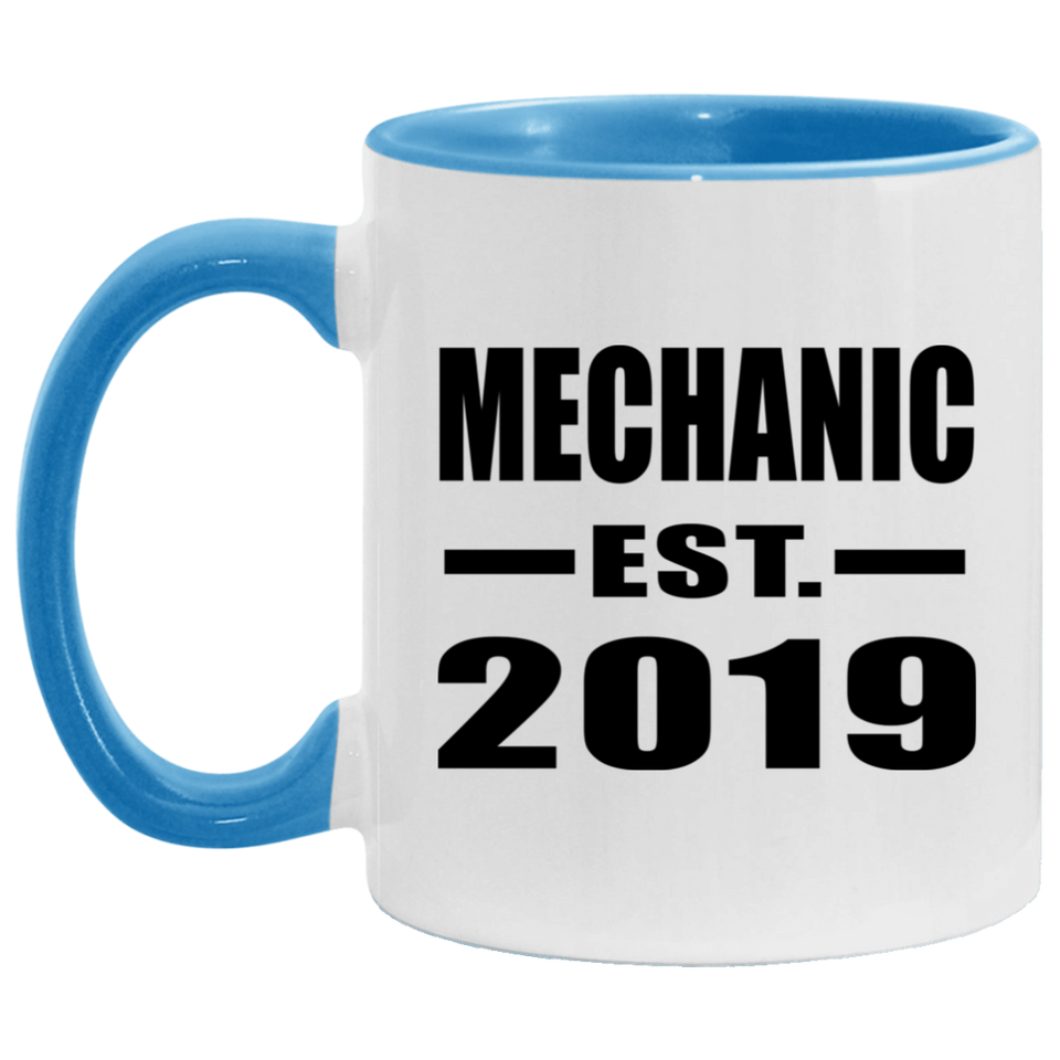Mechanic Established EST. 2019 - 11oz Accent Mug Blue