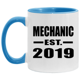 Mechanic Established EST. 2019 - 11oz Accent Mug Blue