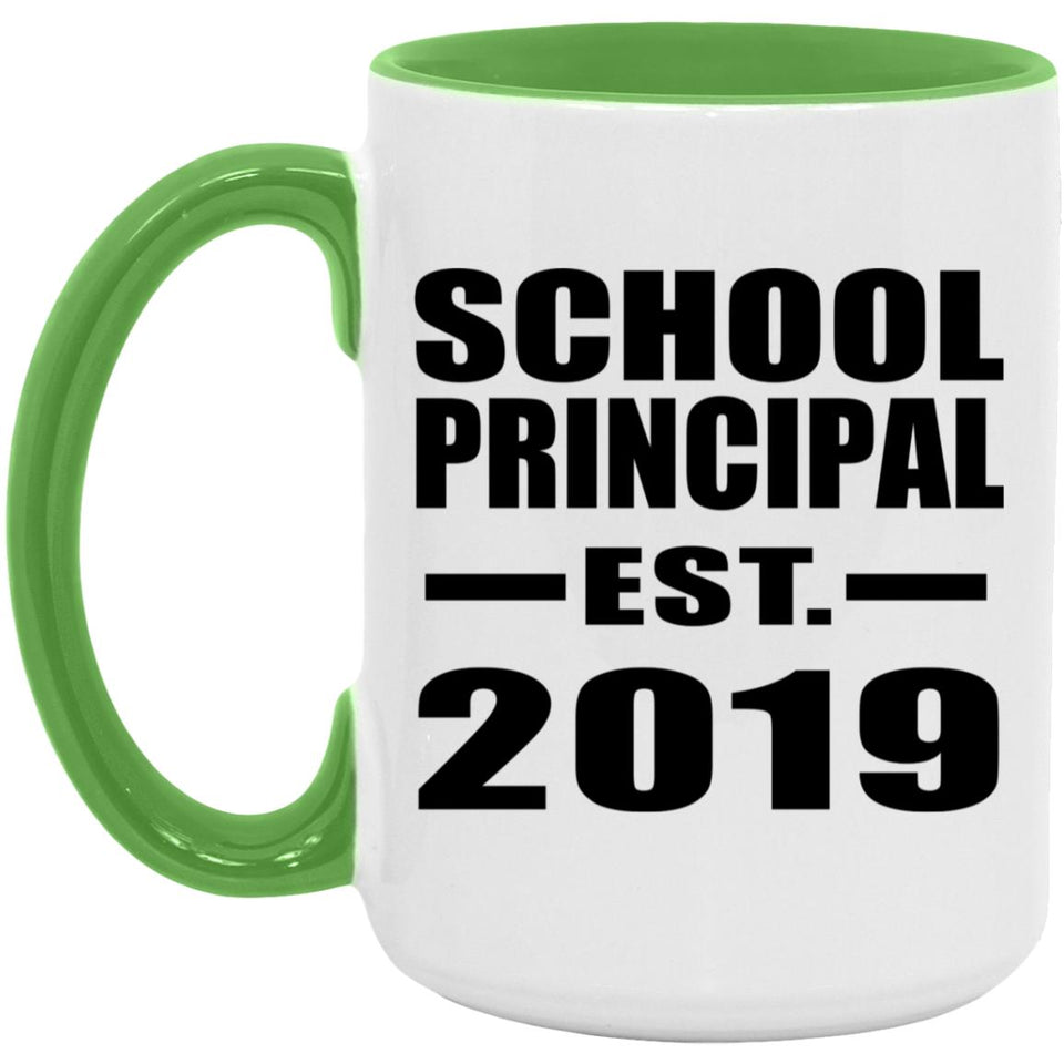 School Principal Established EST. 2019 - 15oz Accent Mug Green