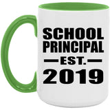 School Principal Established EST. 2019 - 15oz Accent Mug Green