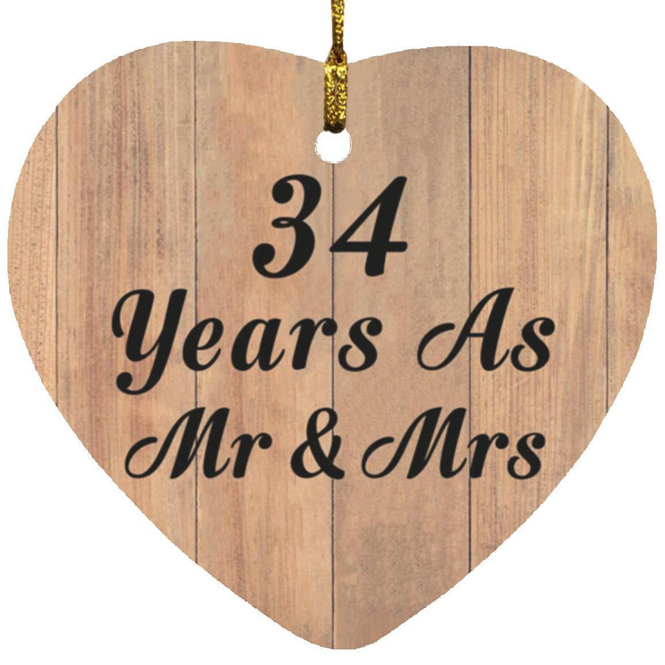 34 Years As Mr & Mrs - Heart Ornament C