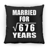 26th Anniversary Married For Square Root of 676 Years - Throw Pillow Black