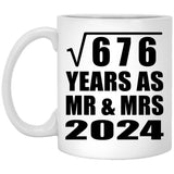 26th Anniversary Square Root of 676 Years As Mr & Mrs 2024 - 11oz Coffee Mug
