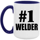 Number One #1 Welder - 15oz Accent Mug Purple