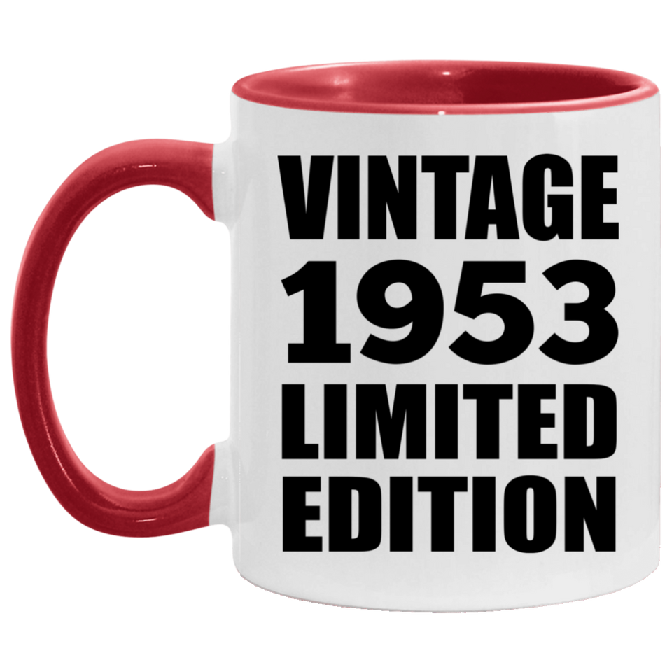 71st Birthday Vintage 1953 Limited Edition - 11oz Accent Mug Red