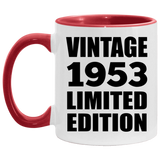 71st Birthday Vintage 1953 Limited Edition - 11oz Accent Mug Red