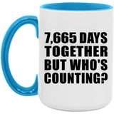 21st Anniversary 7,665 Days Together Who's Counting - 15oz Accent Mug Blue