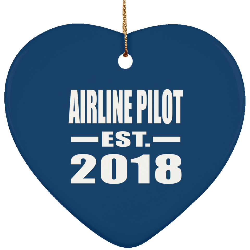 Airline Pilot Established EST. 2018 - Heart Ornament