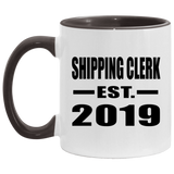 Shipping Clerk Established EST. 2019 - 11oz Accent Mug Black