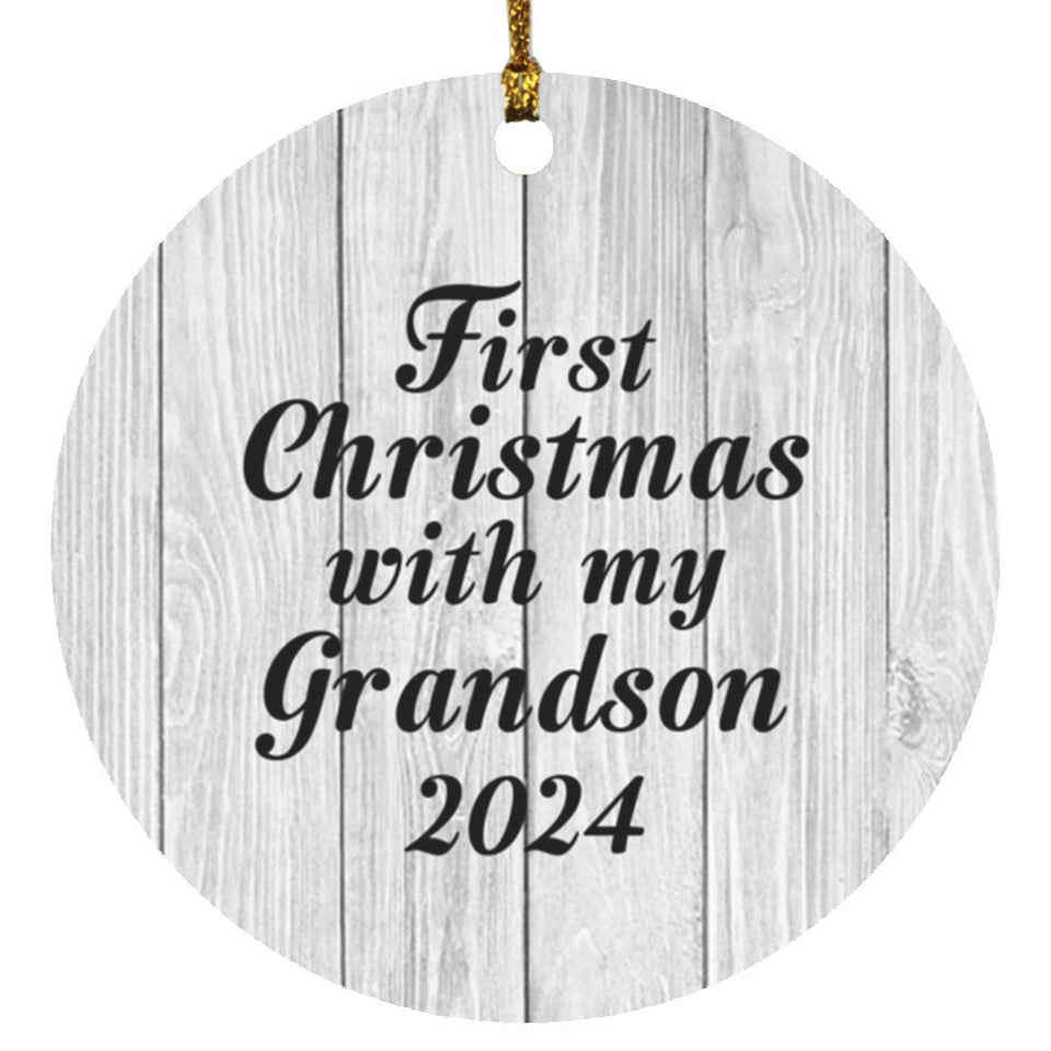 First Christmas With My Grandson 2024 - Circle Ornament F