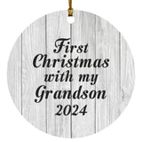 First Christmas With My Grandson 2024 - Circle Ornament F