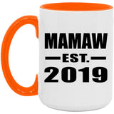 Mamaw Established EST. 2019 - 15oz Accent Mug Orange