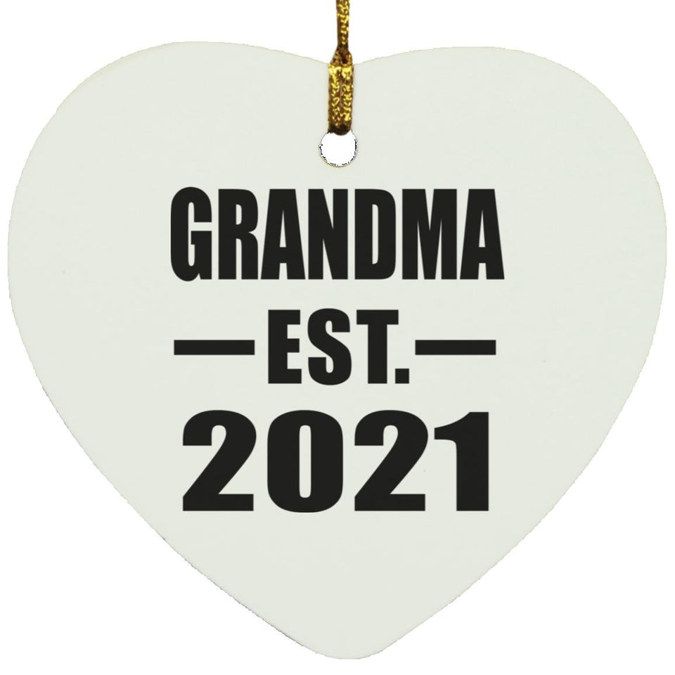 Grandma Established EST. 2021 - Heart Ornament