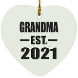 Grandma Established EST. 2021 - Heart Ornament