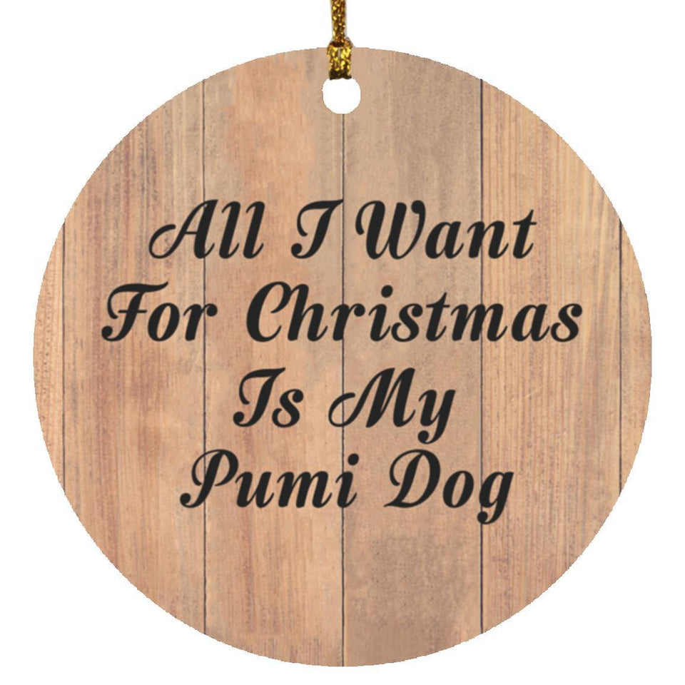 All I Want For Christmas Is My Pumi Dog - Circle Ornament C