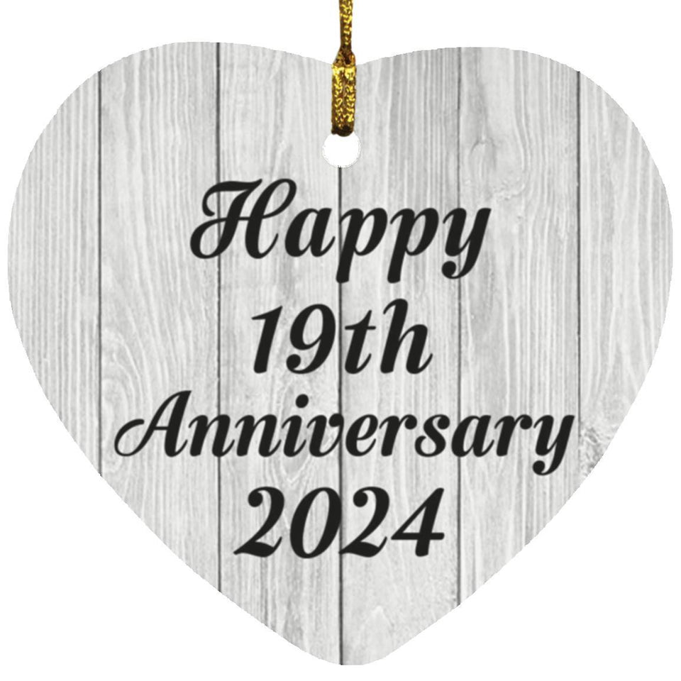 Happy 19th Anniversary 2024 - Heart Ornament F