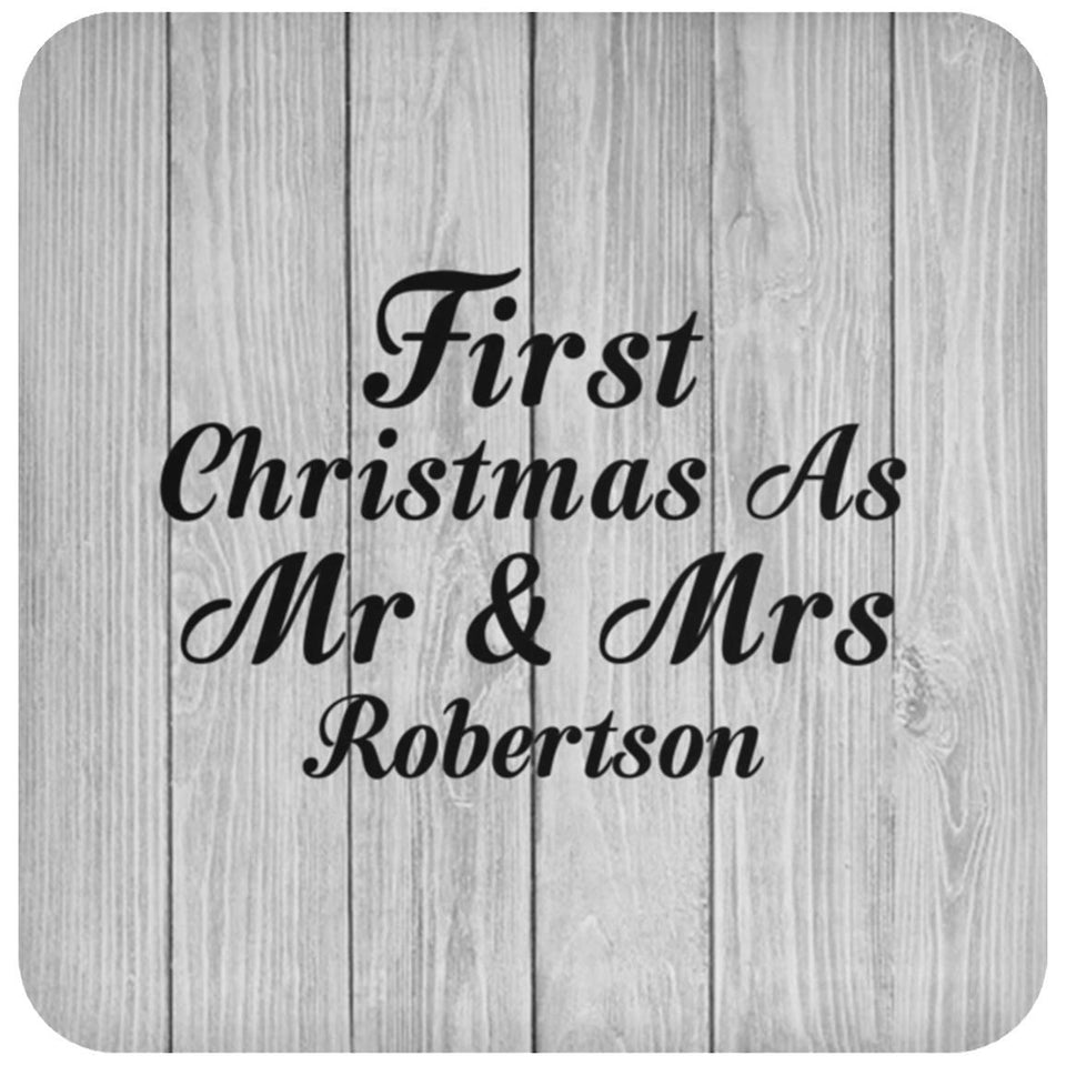 First Christmas As Mr & Mrs Robertson - Drink Coaster F