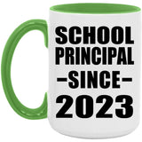 School Principal Since 2023 - 15oz Accent Mug Green