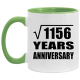 34th Anniversary Square Root of 1156 Years Anniversary - 11oz Accent Mug Green
