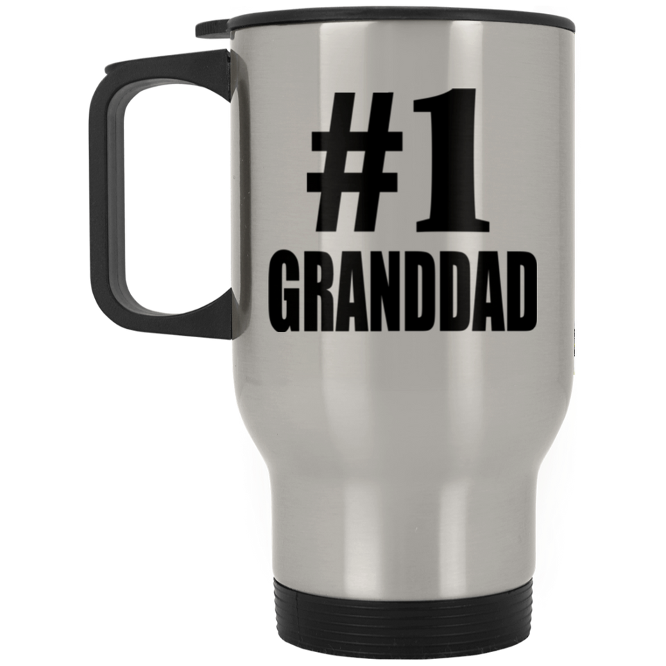 Number One #1 Granddad - Silver Travel Mug