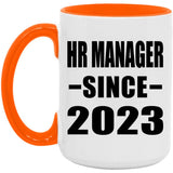 HR Manager Since 2023 - 15oz Accent Mug Orange