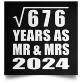 26th Anniversary Square Root of 676 Years As Mr & Mrs 2024 - Poster Square