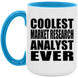 Coolest Market Research Analyst Ever - 15oz Accent Mug Blue