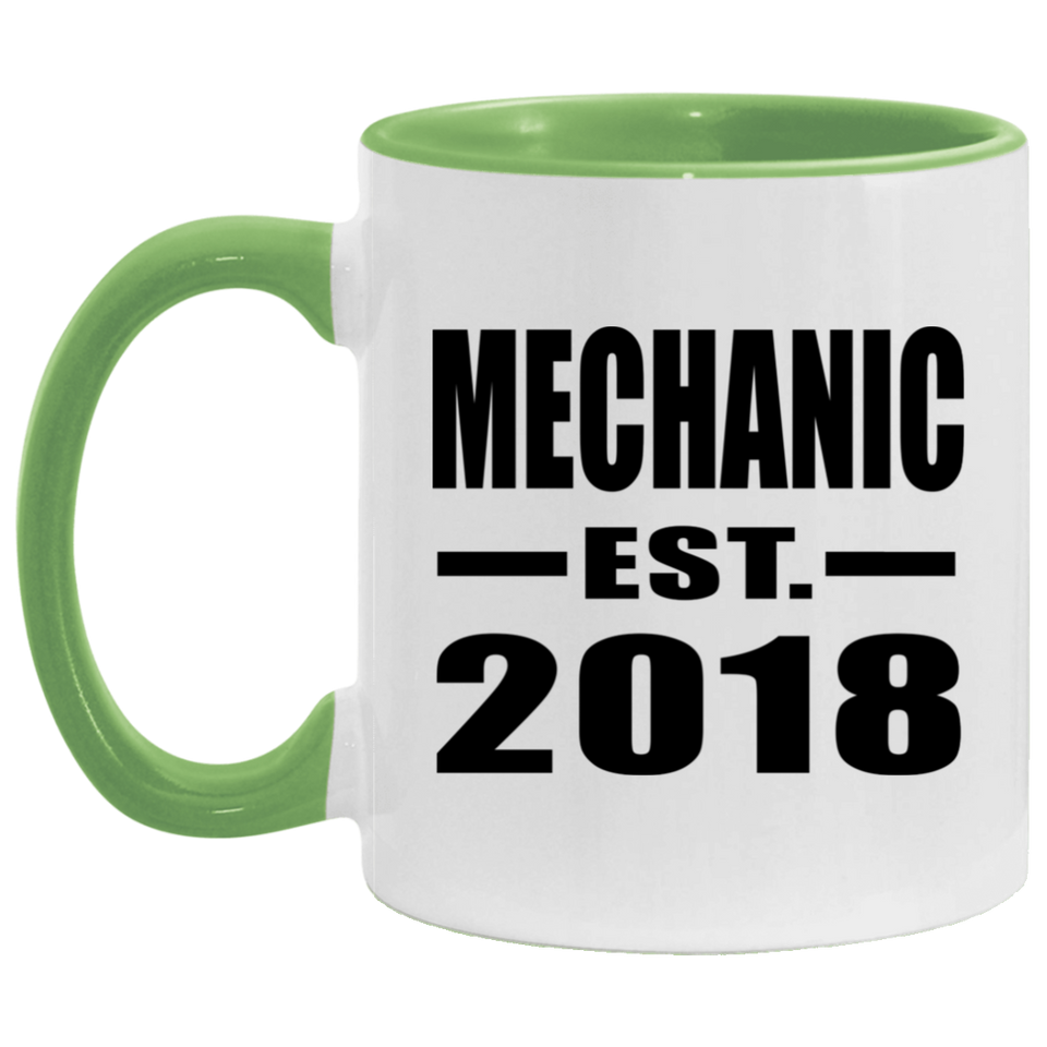 Mechanic Established EST. 2018 - 11oz Accent Mug Green