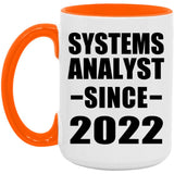 Systems Analyst Since 2022 - 15oz Accent Mug Orange