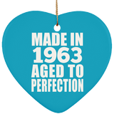 61st Birthday Made In 1963 Aged to Perfection - Heart Ornament
