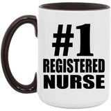 Number One #1 Registered Nurse - 15oz Accent Mug Black
