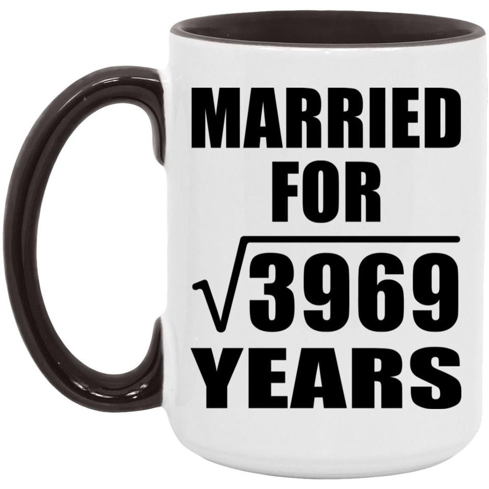 63rd Anniversary Married For Square Root of 3969 Years - 15oz Accent Mug Black